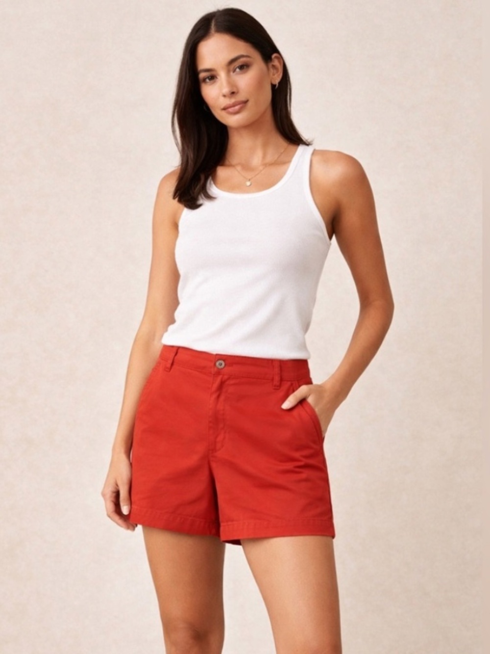 Nautica Women's Sz 6 Mid Rise Shorts Bright Red